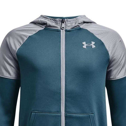 Blue - Side - Under Armour Boys Grid Fleece Hoodie