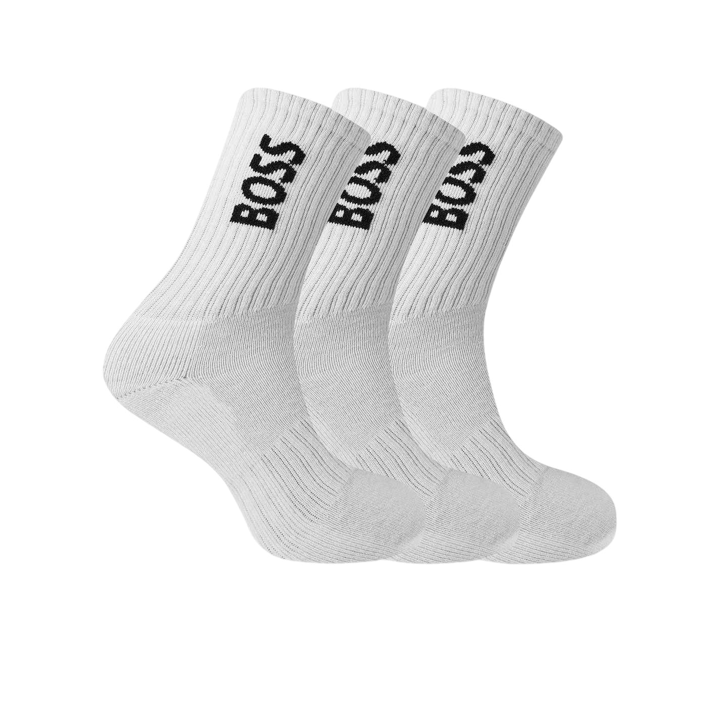 White - Front - Boss Mens Crew Socks