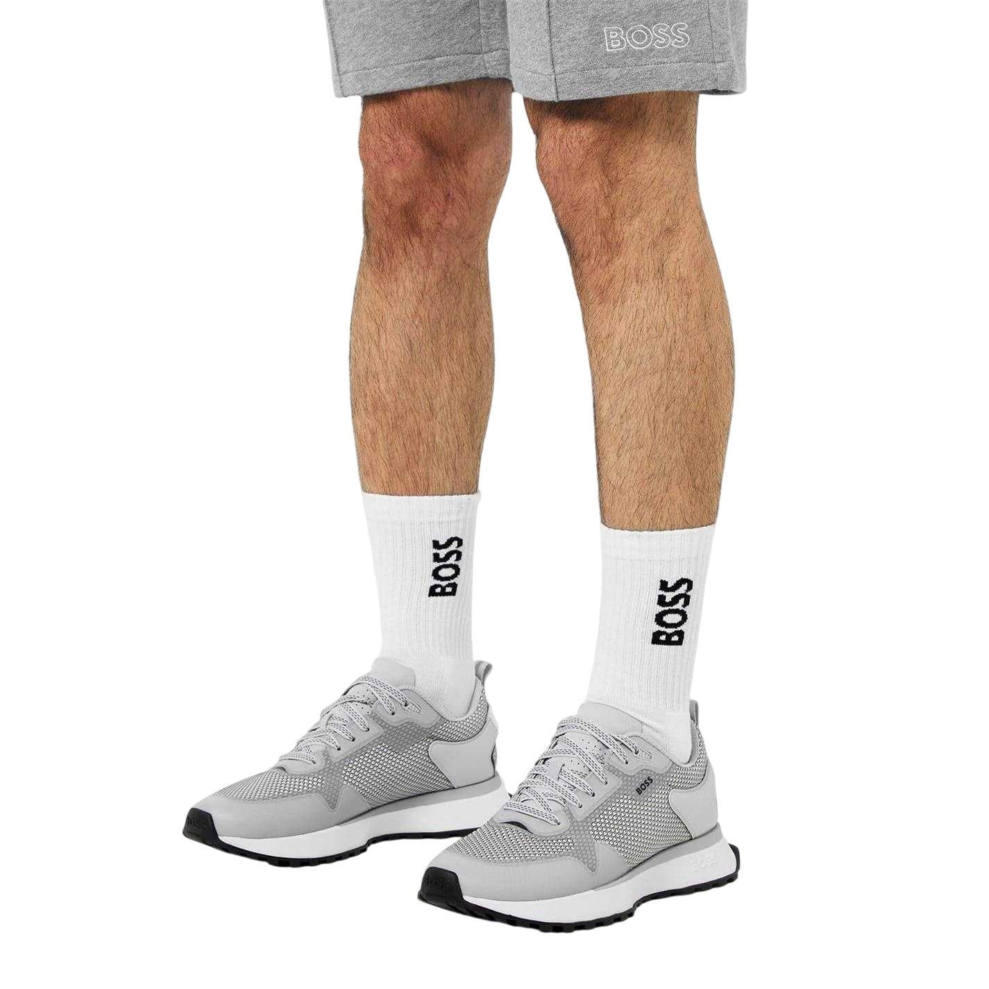 White - Side - Boss Mens Crew Socks