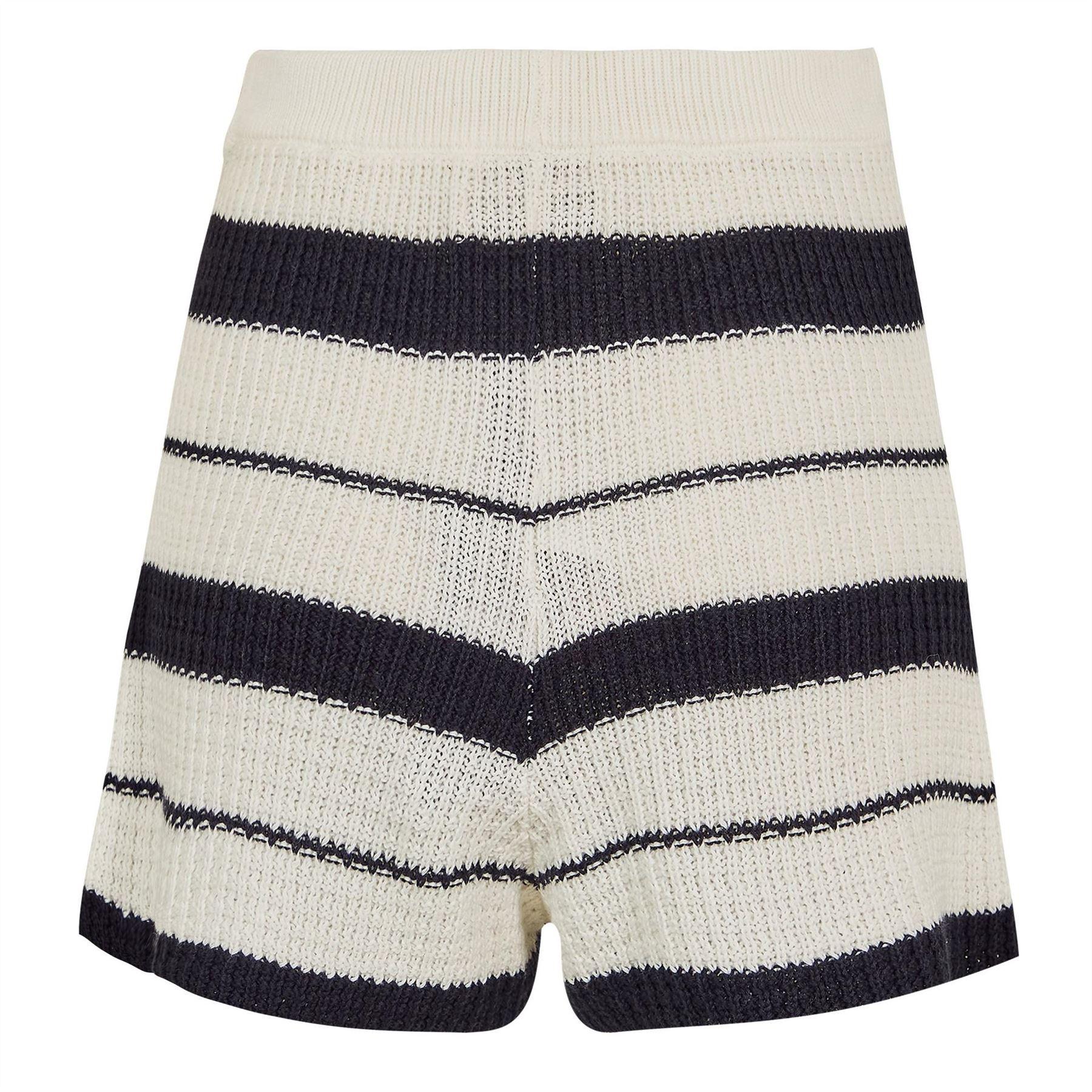 Navy-White - Back - Jack Wills Womens-Ladies Knitted Relaxed Fit Shorts