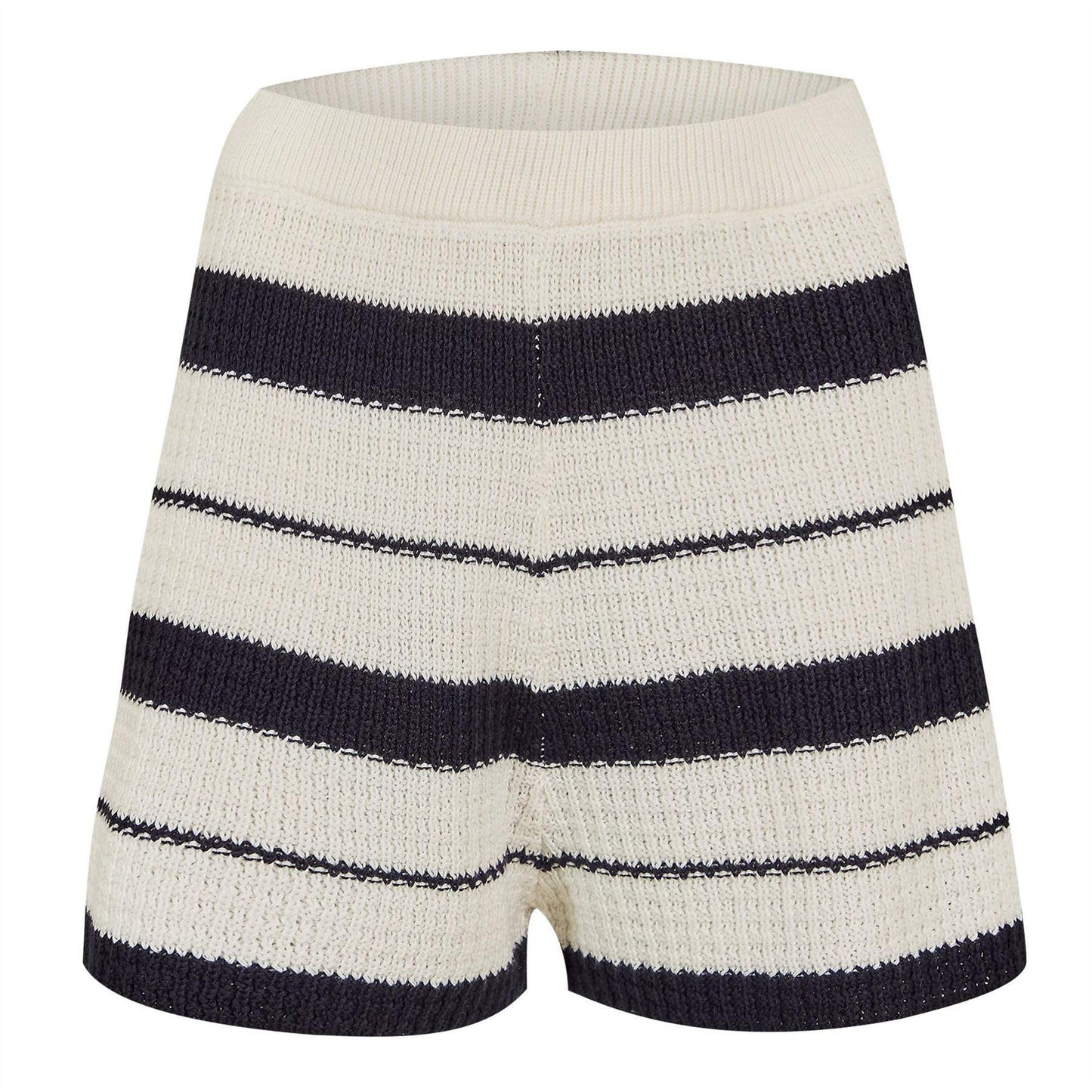 Navy-White - Front - Jack Wills Womens-Ladies Knitted Relaxed Fit Shorts