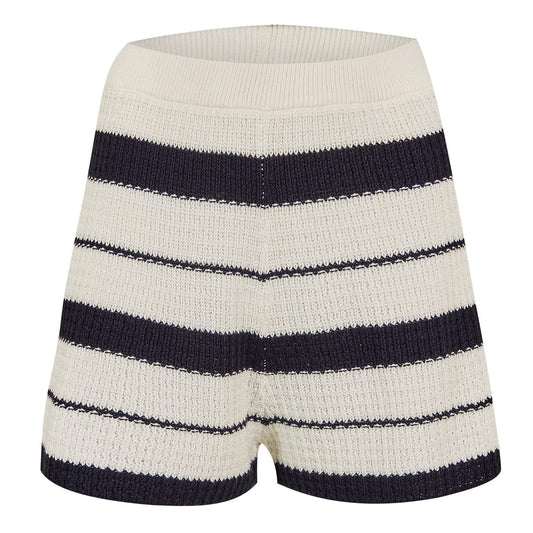 Navy-White - Front - Jack Wills Womens-Ladies Knitted Relaxed Fit Shorts