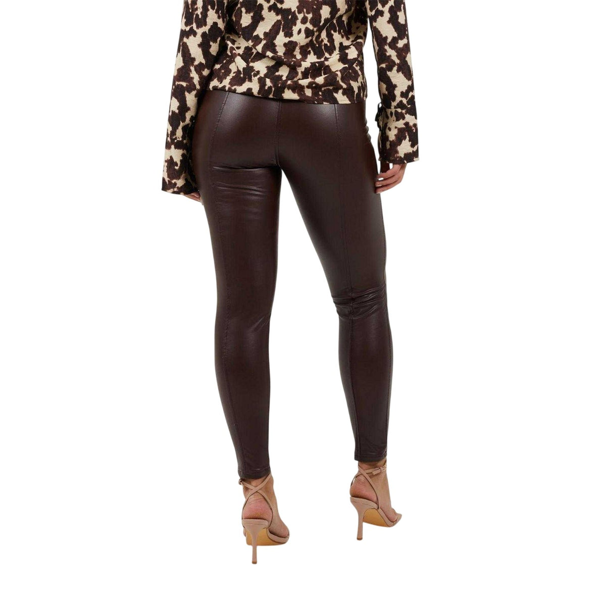 Dark Chocolate - Back - Brave Soul Womens-Ladies Faux Leather Leggings