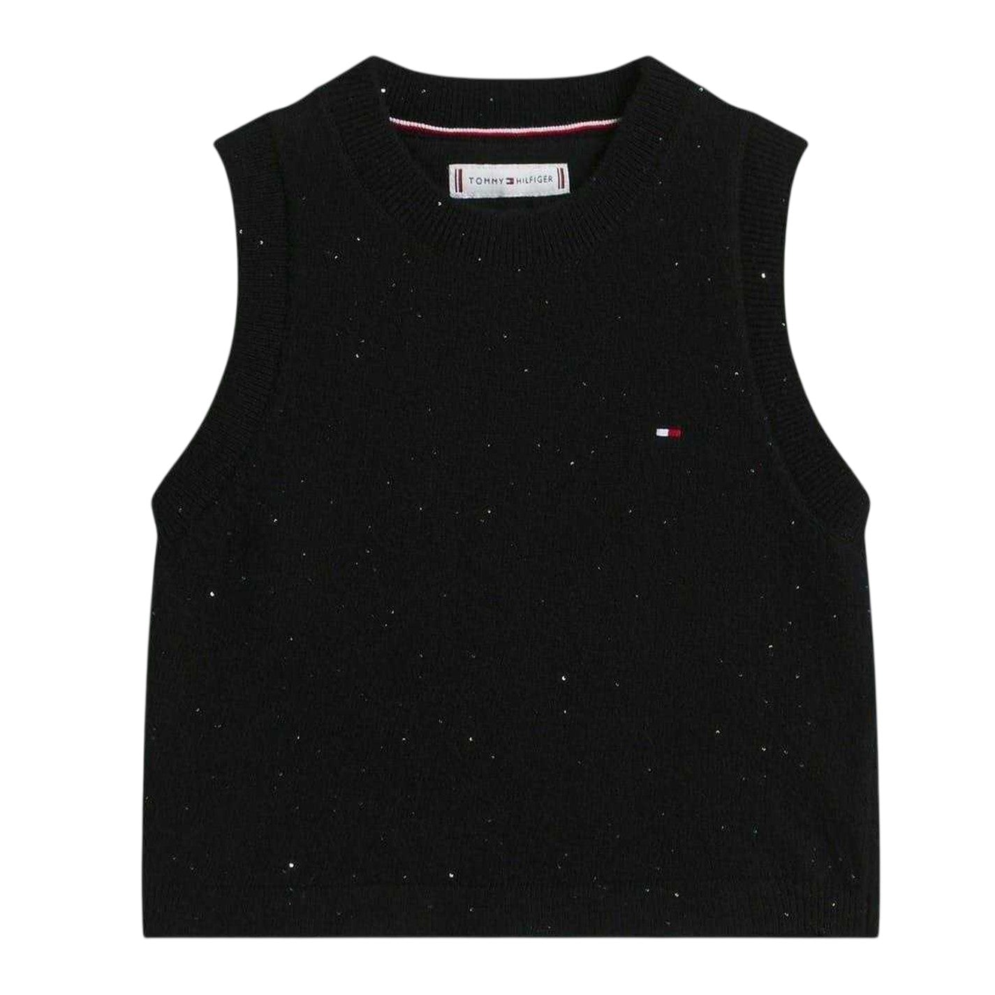 Black - Front - Tommy Hilfiger Girls Sequin Spaghetti Strap Vest Top