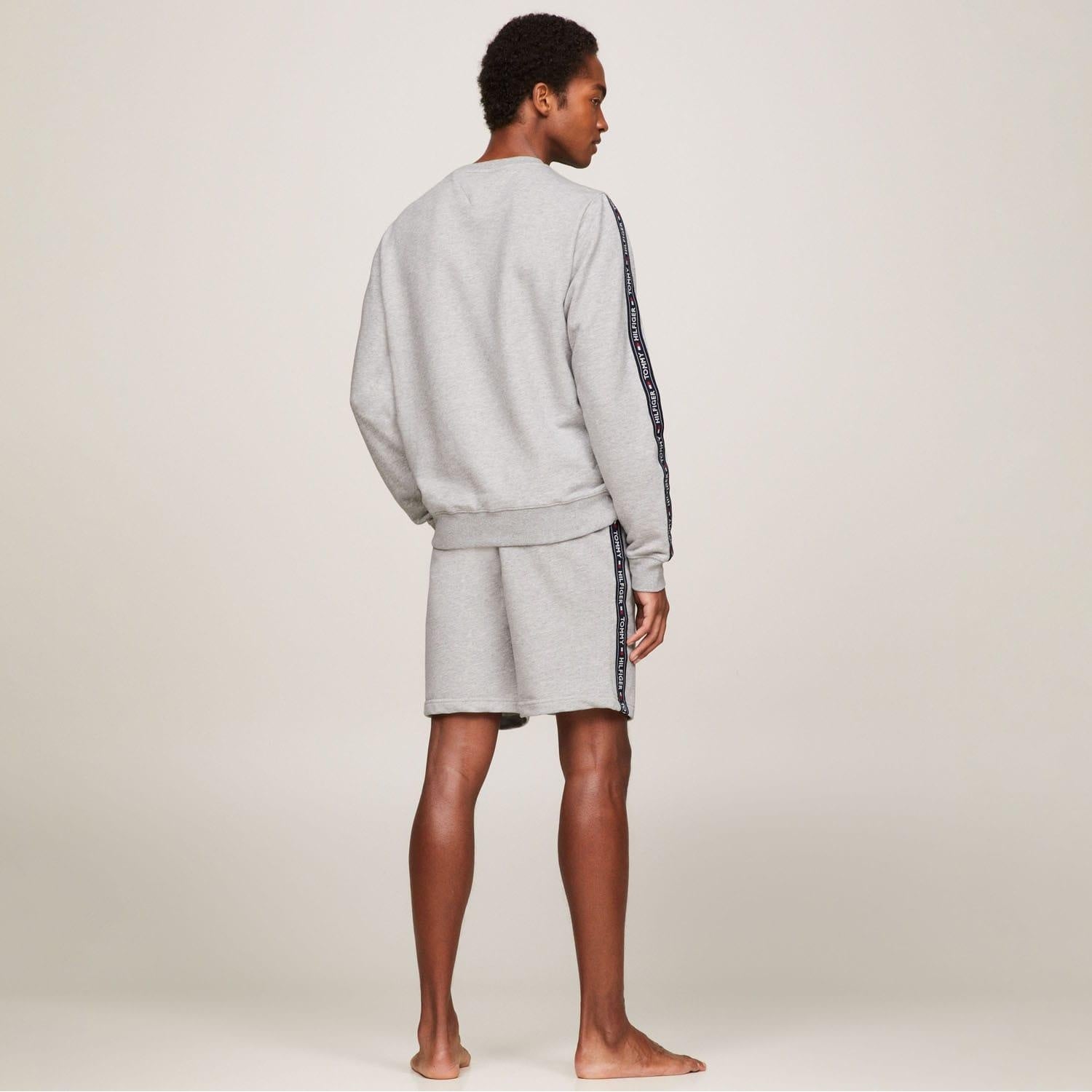Grey - Back - Tommy Hilfiger Mens Tape Logo Lounge Sweatshirt