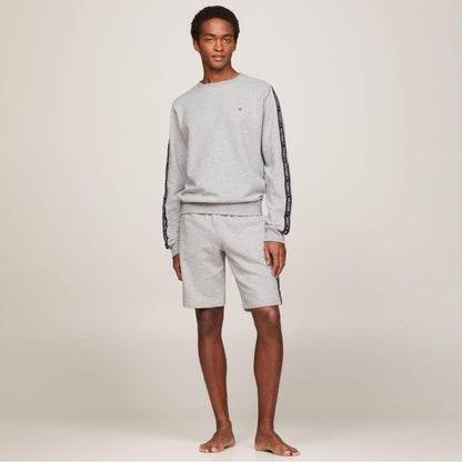 Grey - Pack Shot - Tommy Hilfiger Mens Tape Logo Lounge Sweatshirt