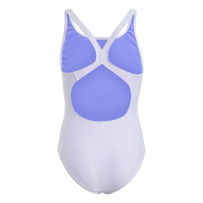 Violet-Cobalt - Back - Adidas Girls 3 Stripes One Piece Swimsuit