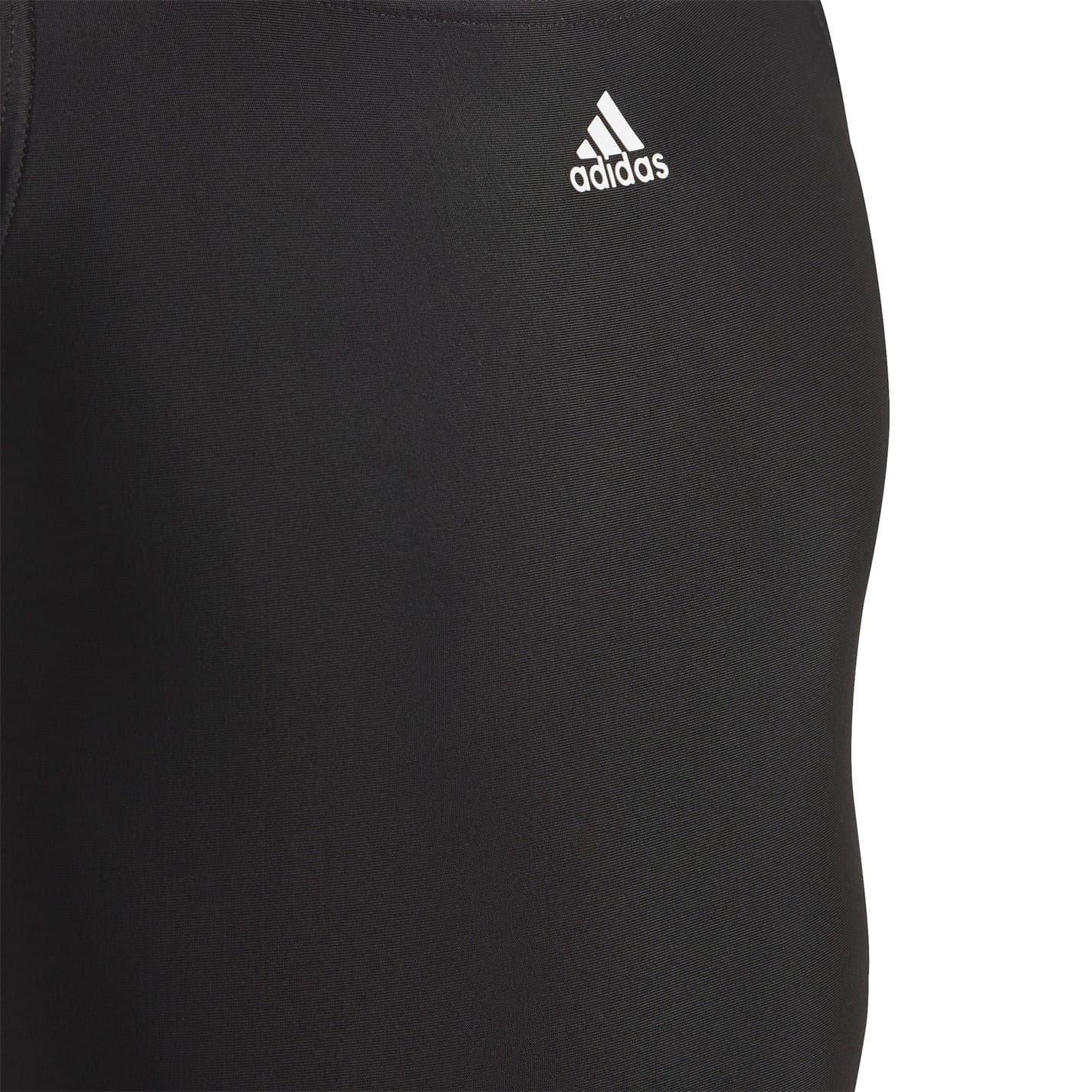 Black-White - Pack Shot - Adidas Girls 3 Stripes One Piece Swimsuit
