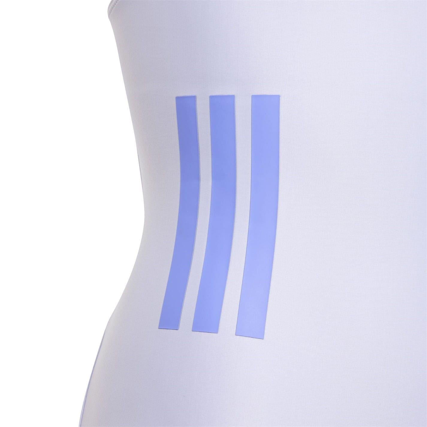Violet-Cobalt - Side - Adidas Girls 3 Stripes One Piece Swimsuit