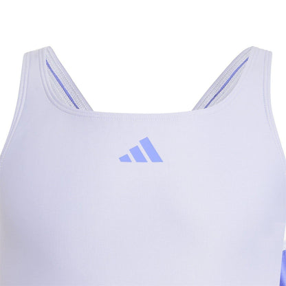 Violet-Cobalt - Pack Shot - Adidas Girls 3 Stripes One Piece Swimsuit