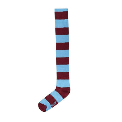 Burgundy-Sky - Side - Sondico Mens Contrast Striped Football Socks