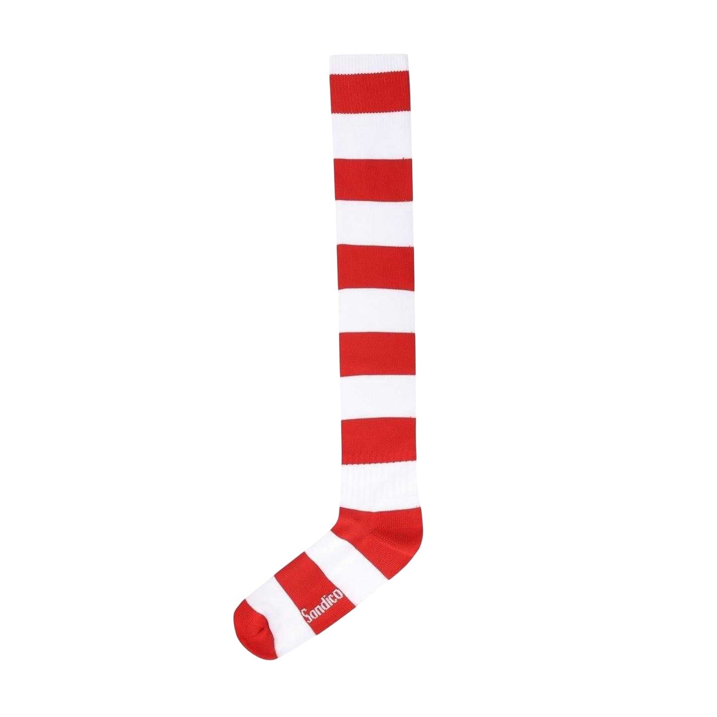 Red-White - Side - Sondico Mens Contrast Striped Football Socks