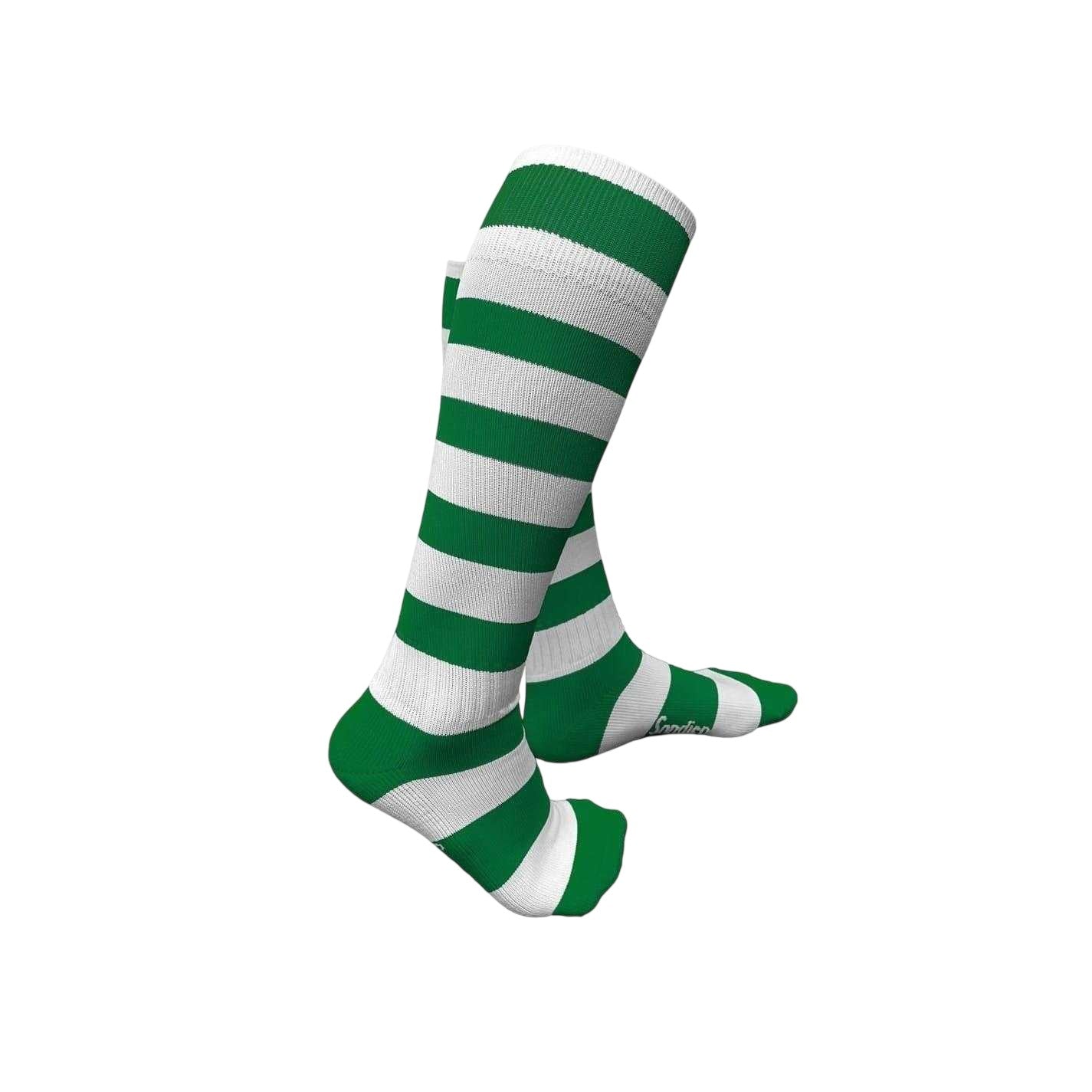 Green-White - Side - Sondico Mens Contrast Striped Football Socks