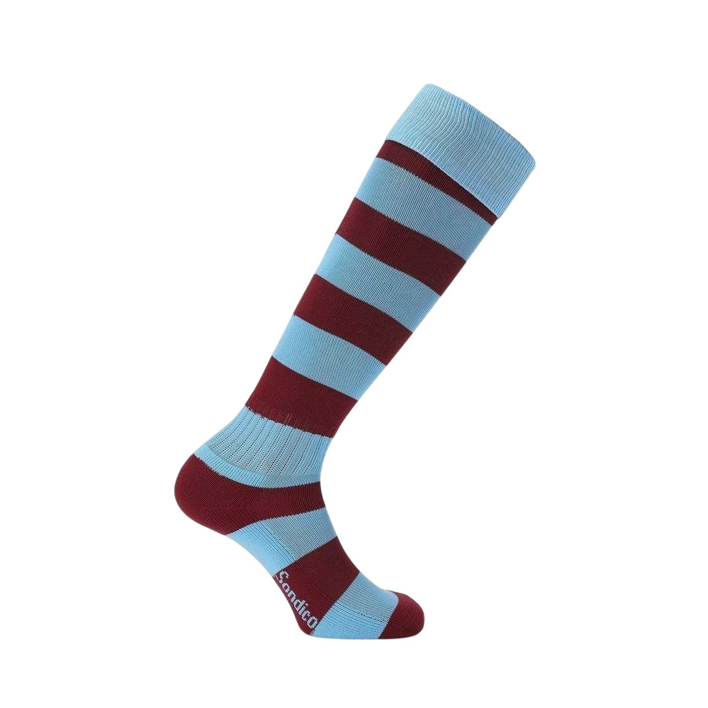 Burgundy-Sky - Front - Sondico Mens Contrast Striped Football Socks