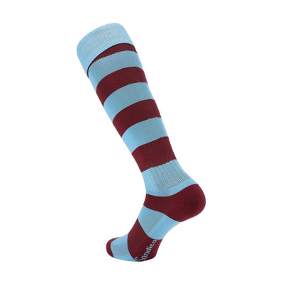 Burgundy-Sky - Back - Sondico Mens Contrast Striped Football Socks