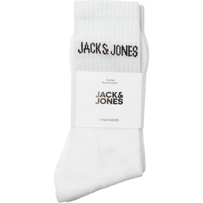 White - Side - Jack And Jones Mens Regen Crew Socks (Pack of 5)