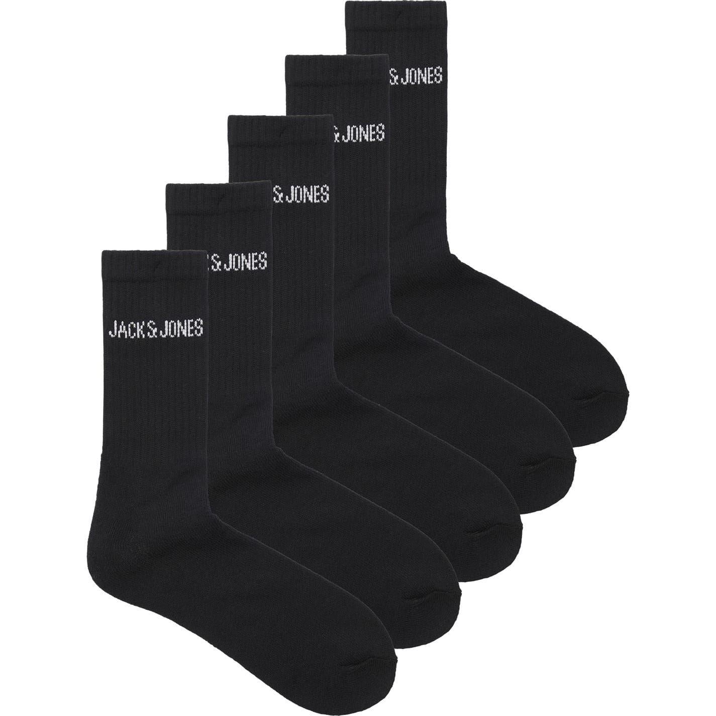 Black - Front - Jack And Jones Mens Regen Crew Socks (Pack of 5)