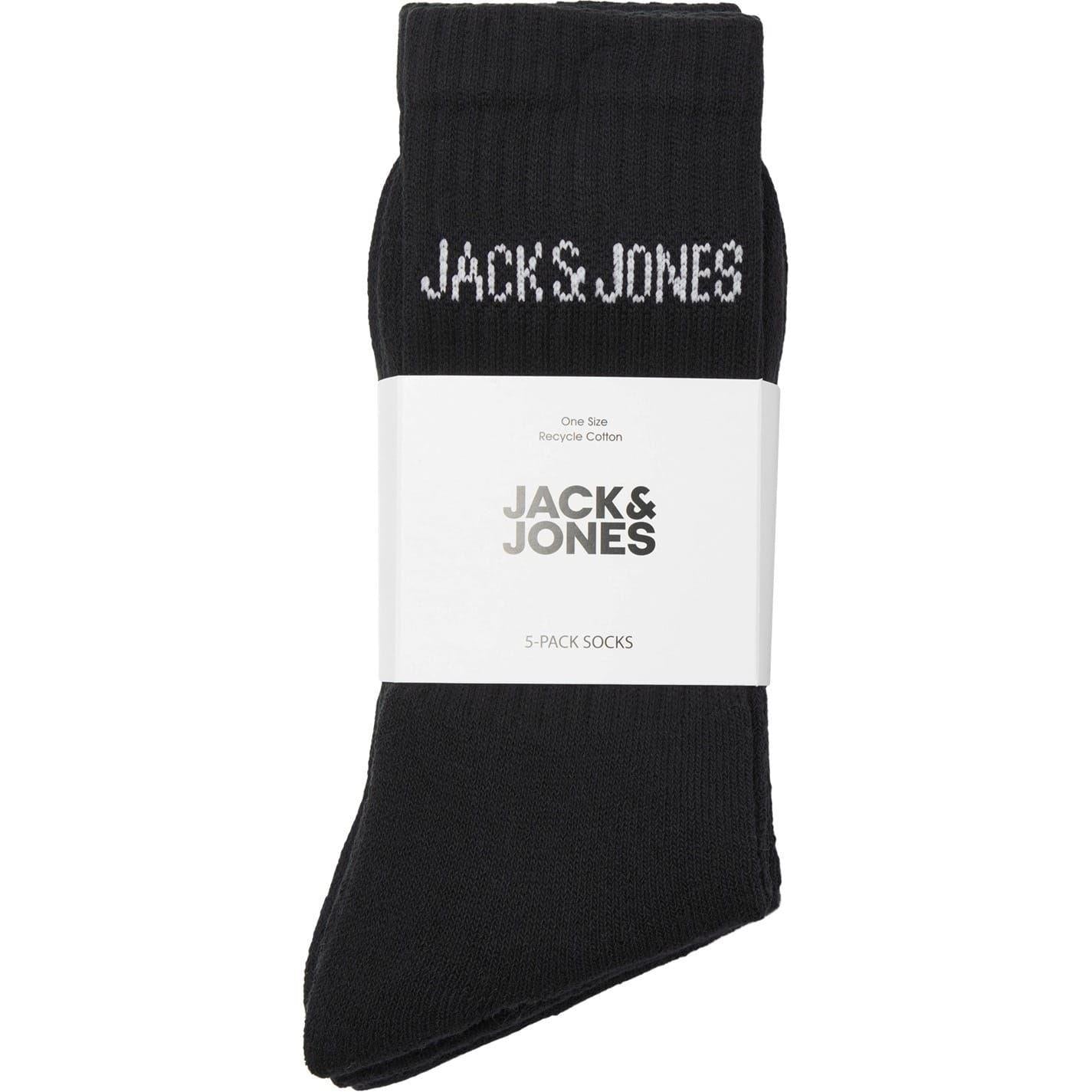 Black - Side - Jack And Jones Mens Regen Crew Socks (Pack of 5)