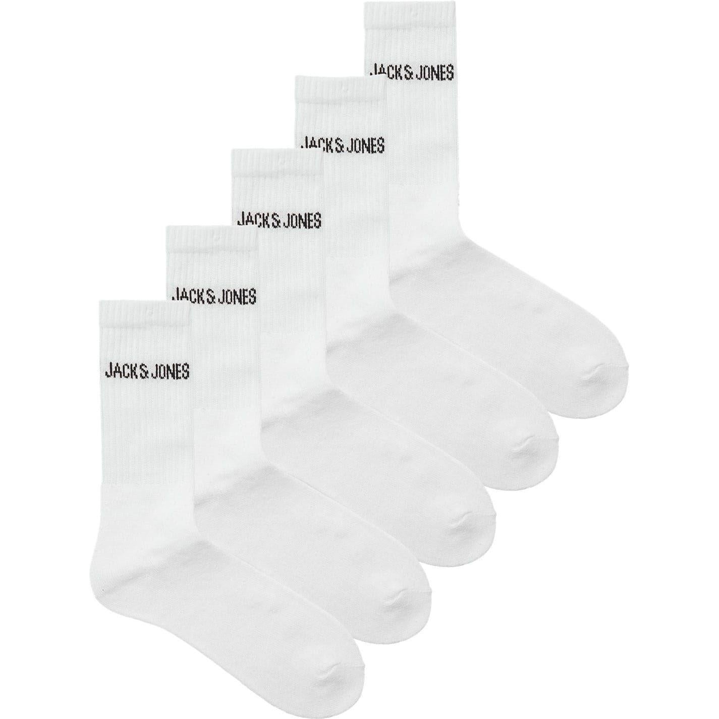 White - Front - Jack And Jones Mens Regen Crew Socks (Pack of 5)