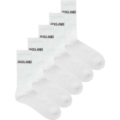 White - Front - Jack And Jones Mens Regen Crew Socks (Pack of 5)