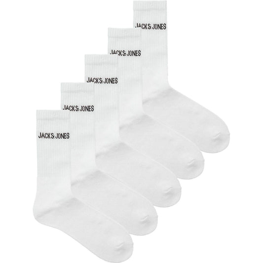 White - Front - Jack And Jones Mens Regen Crew Socks (Pack of 5)