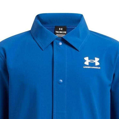 Blue - Side - Under Armour Boys Icon Woven Lightweight Coach Jacket