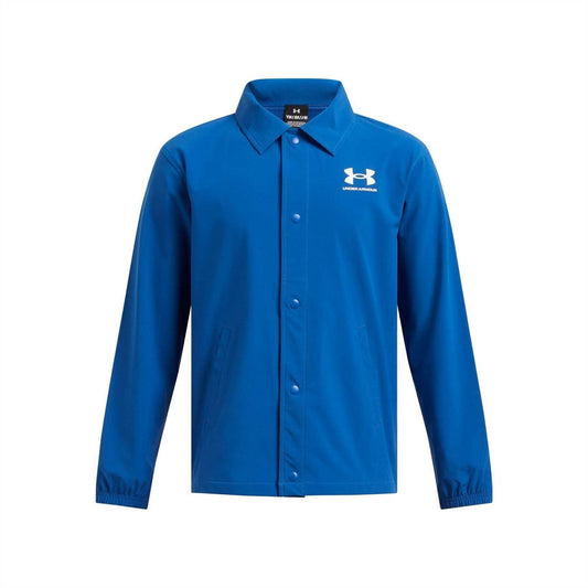 Blue - Front - Under Armour Boys Icon Woven Lightweight Coach Jacket