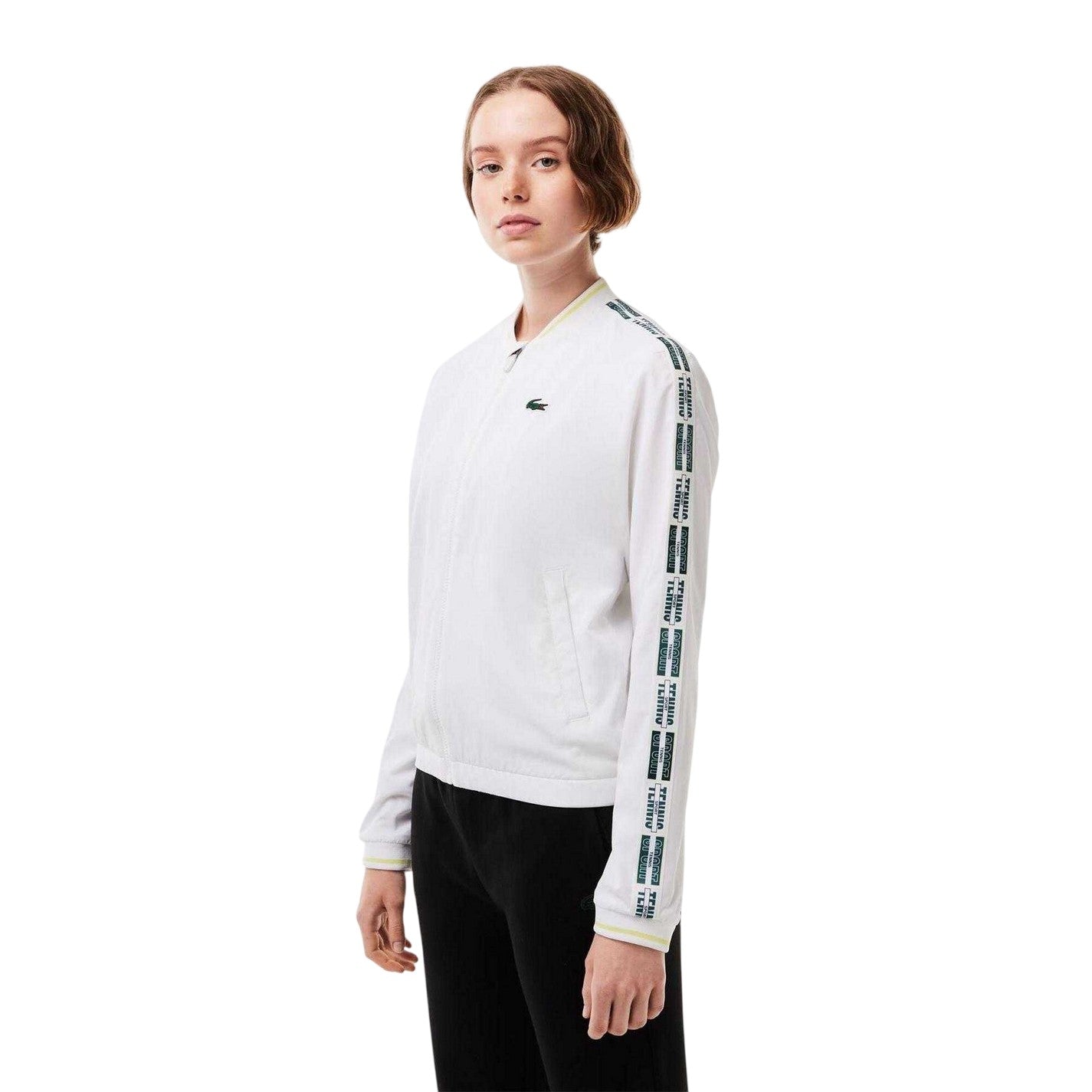 White - Pack Shot - Lacoste Womens-Ladies Lettering Regular Top