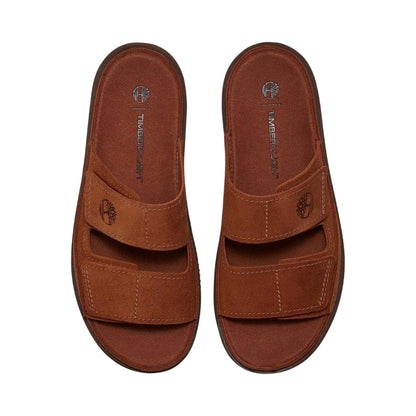 Medium Brown - Side - Timberland Mens Suede Straps Flat Sandals