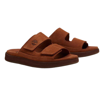 Medium Brown - Pack Shot - Timberland Mens Suede Straps Flat Sandals