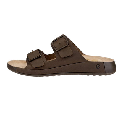 Nut Brown - Back - Ecco Mens Cozmo Leather Flat Sandals