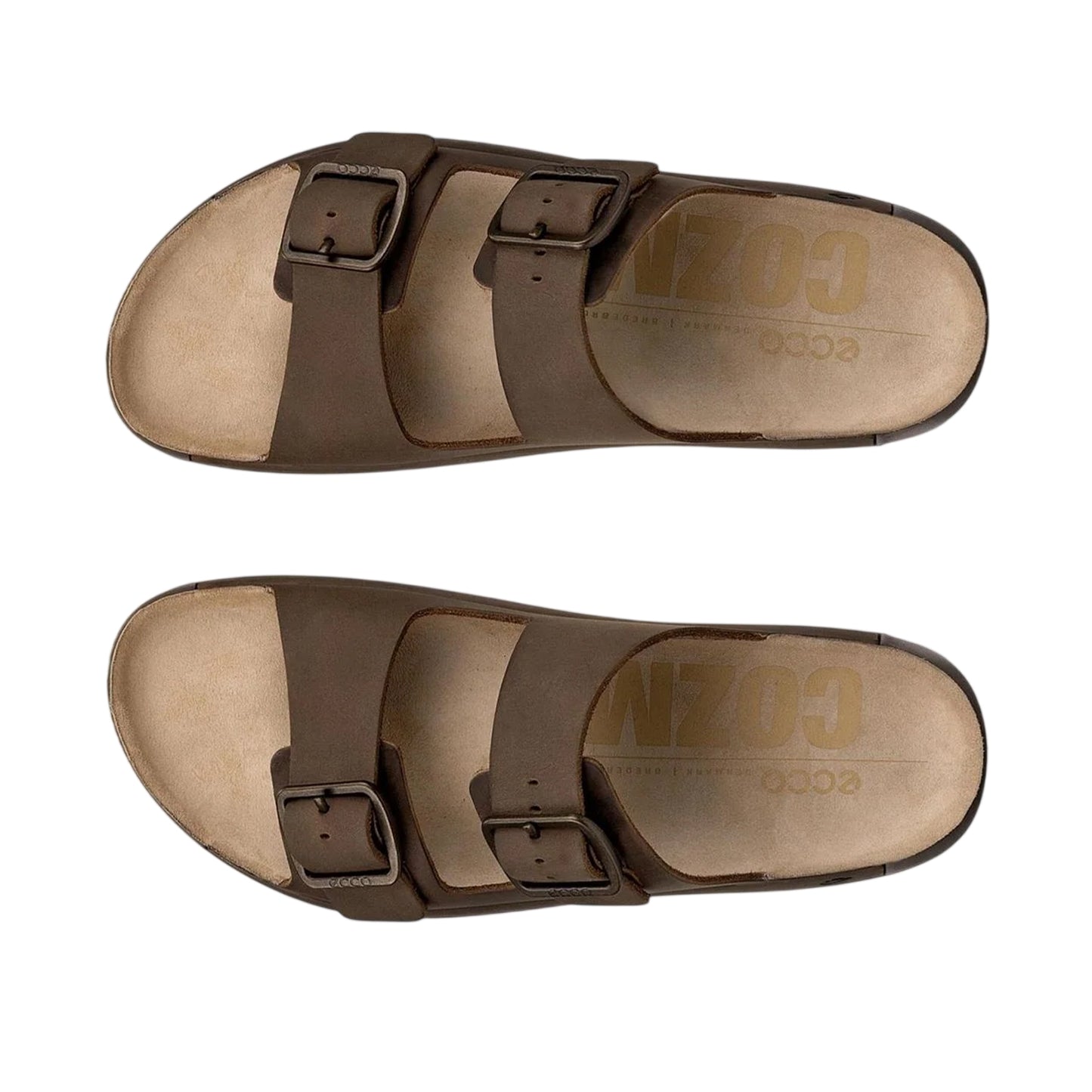 Nut Brown - Side - Ecco Mens Cozmo Leather Flat Sandals