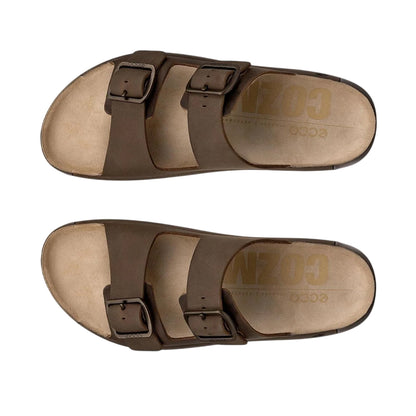 Nut Brown - Side - Ecco Mens Cozmo Leather Flat Sandals