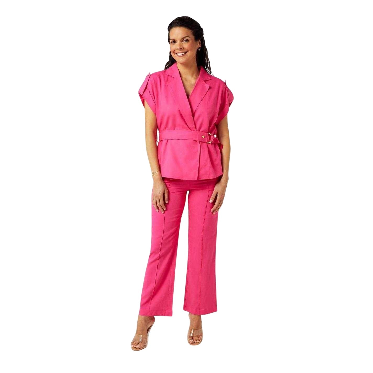 Pink - Lifestyle - Biba Womens-Ladies Linen Trousers