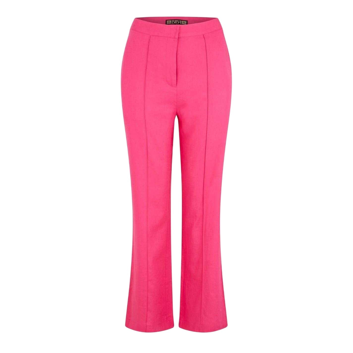 Pink - Front - Biba Womens-Ladies Linen Trousers