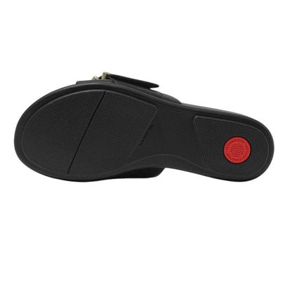 Black - Pack Shot - FitFlop Womens-Ladies Leather Sliders
