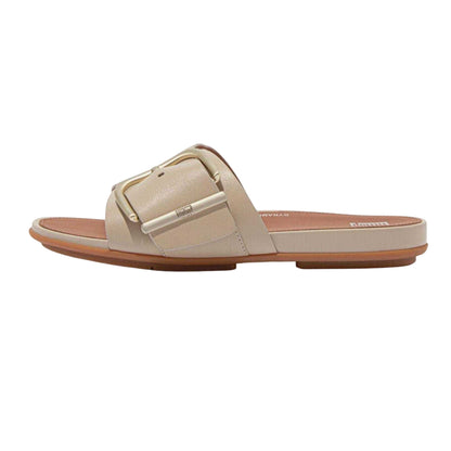 Beige - Back - FitFlop Womens-Ladies Leather Sliders