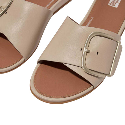 Beige - Side - FitFlop Womens-Ladies Leather Sliders