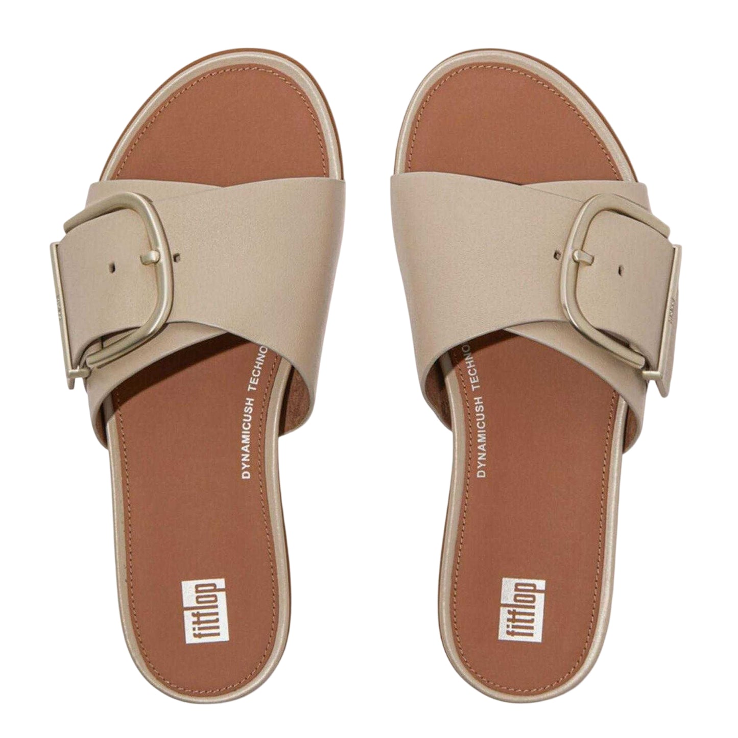 Beige - Lifestyle - FitFlop Womens-Ladies Leather Sliders
