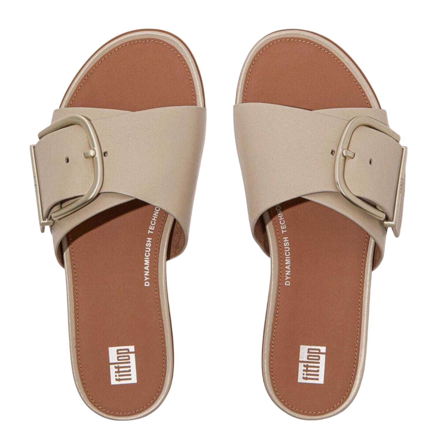 Beige - Lifestyle - FitFlop Womens-Ladies Leather Sliders