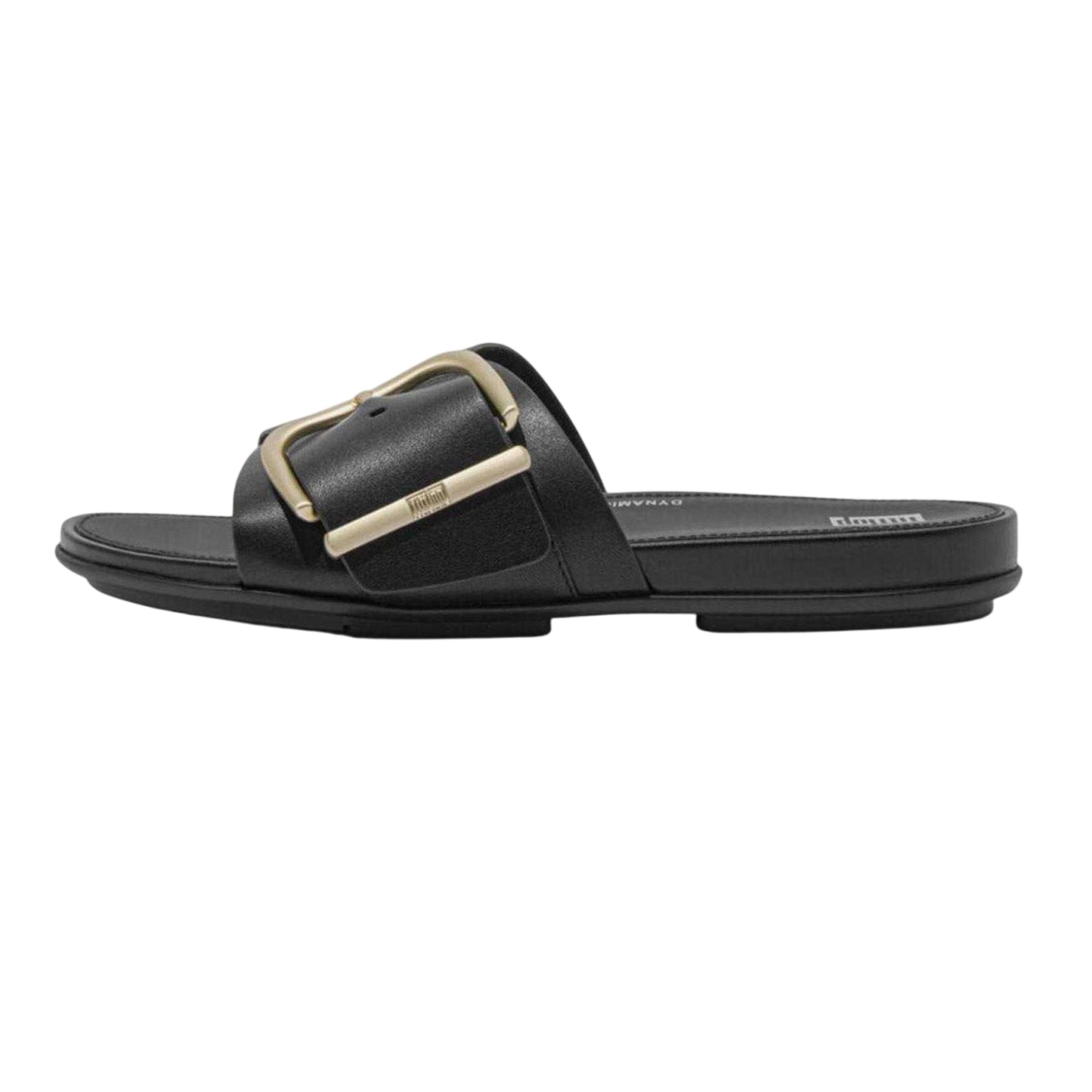 Black - Back - FitFlop Womens-Ladies Leather Sliders