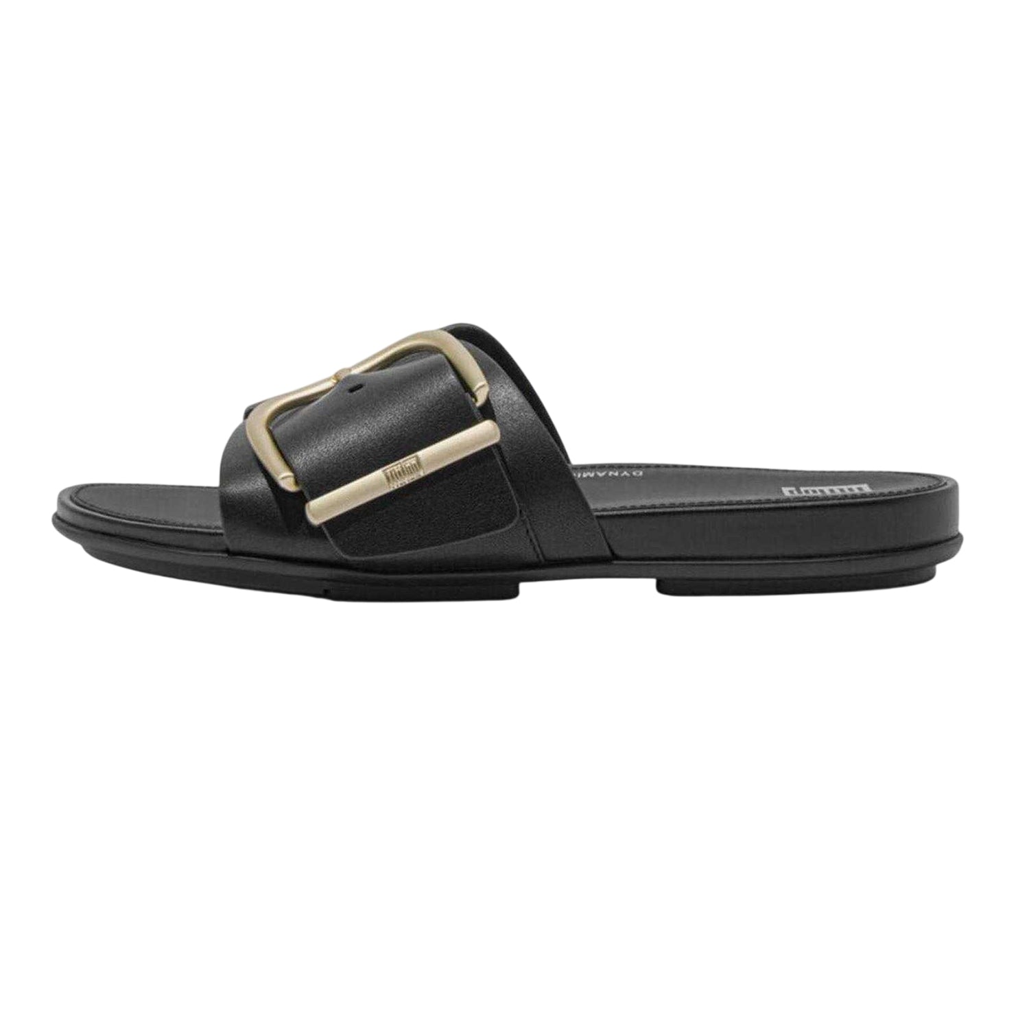 Black - Back - FitFlop Womens-Ladies Leather Sliders
