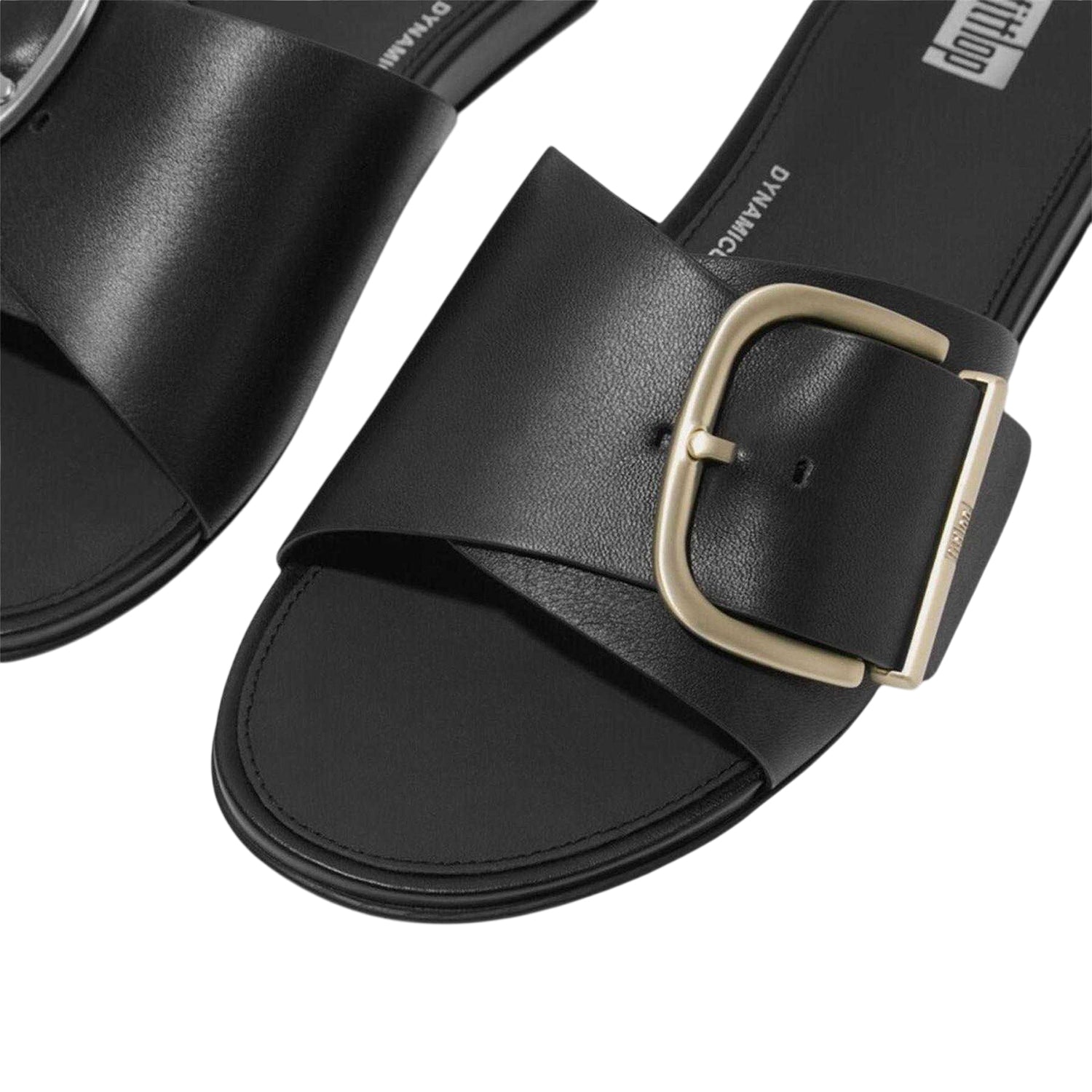 Black - Side - FitFlop Womens-Ladies Leather Sliders