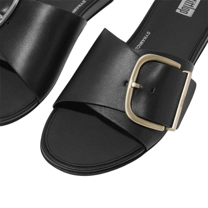 Black - Side - FitFlop Womens-Ladies Leather Sliders