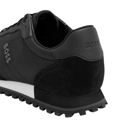 Black-White - Back - Boss Mens Parkour Leather Low Cut Trainers
