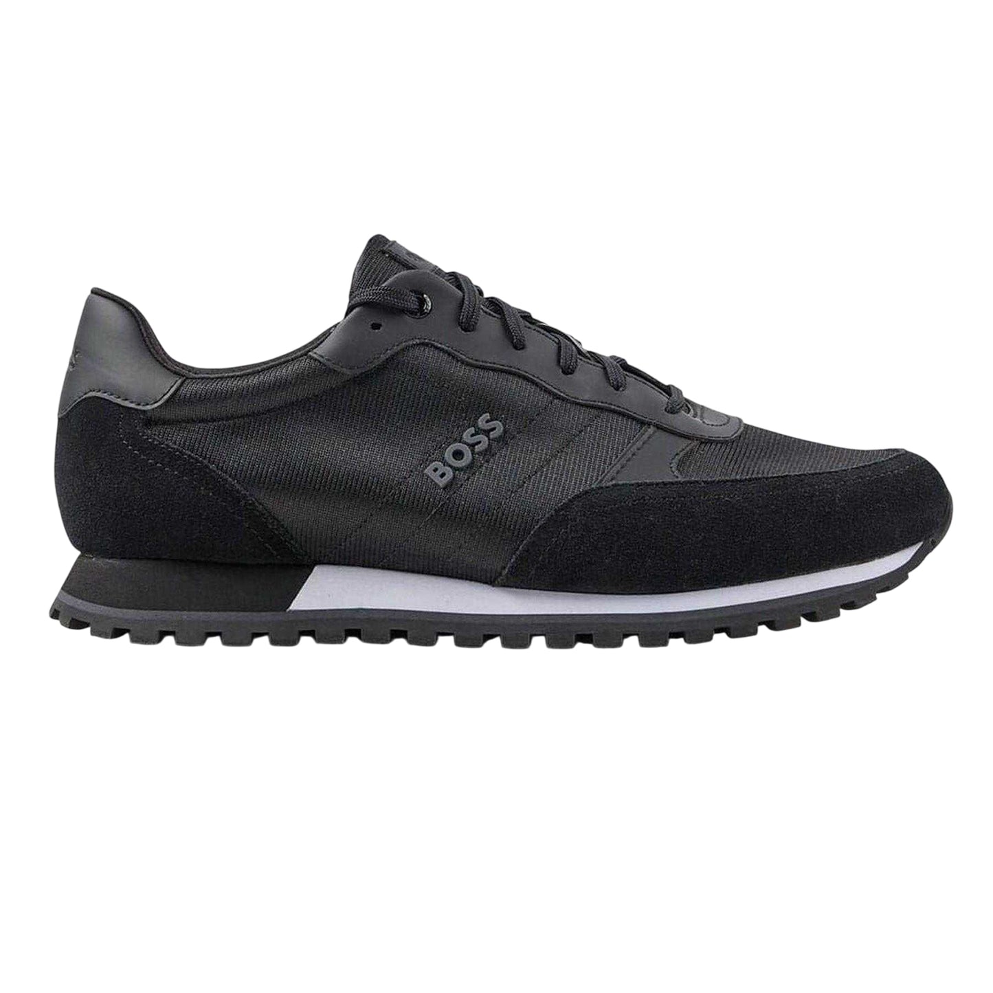 Black-White - Front - Boss Mens Parkour Leather Low Cut Trainers