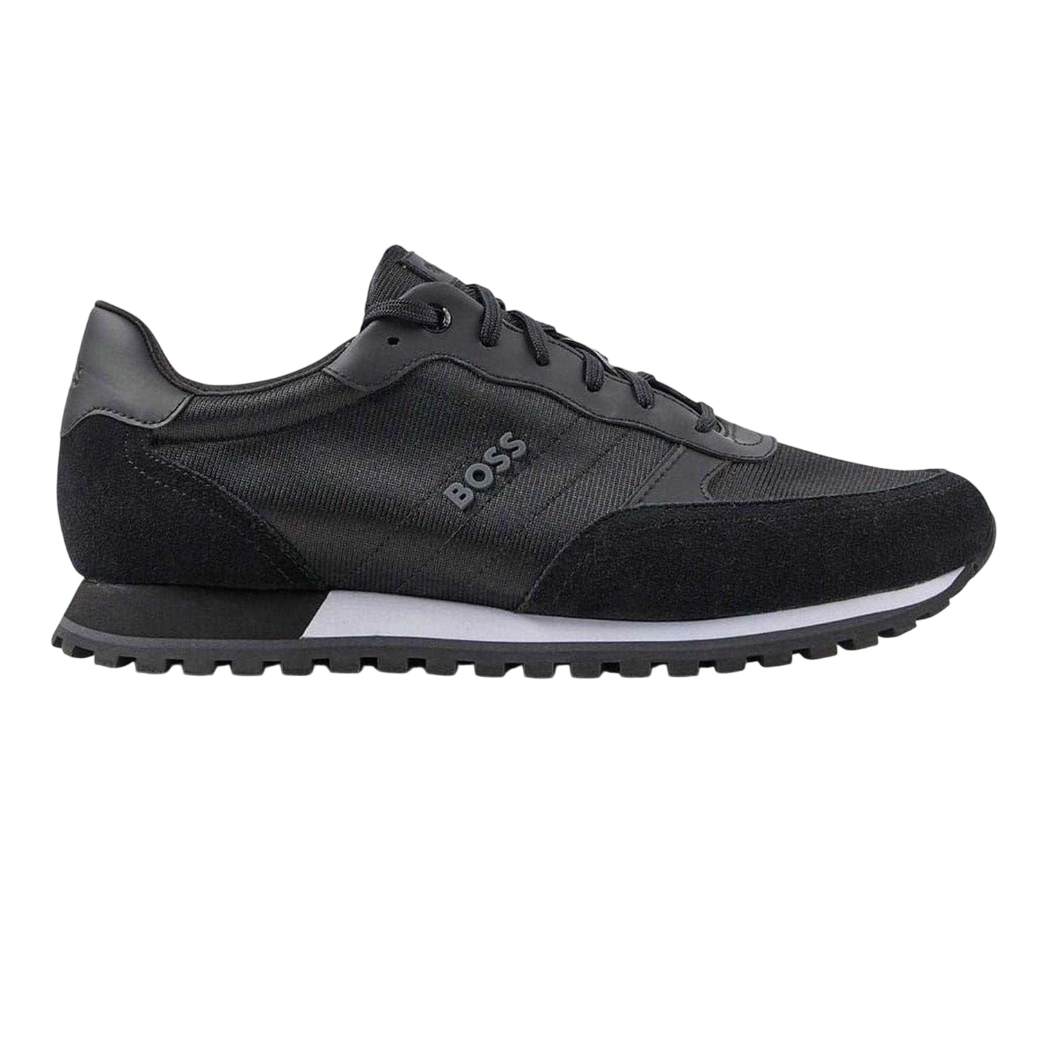 Black-White - Front - Boss Mens Parkour Leather Low Cut Trainers