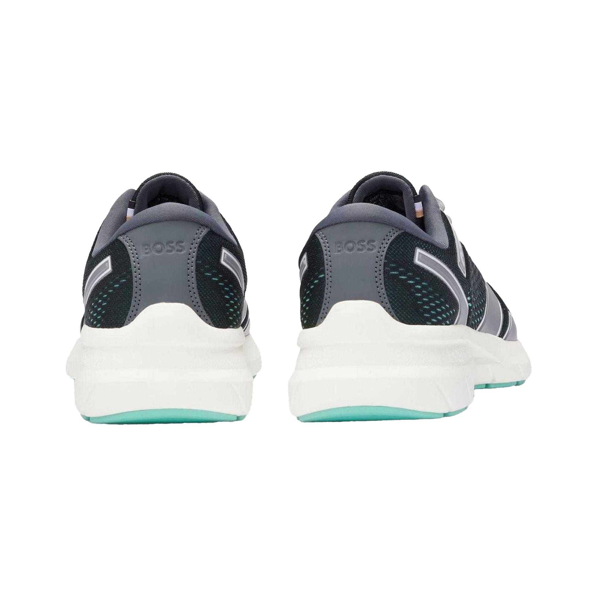Grey - Back - Boss Mens Owen Mesh Running Trainers