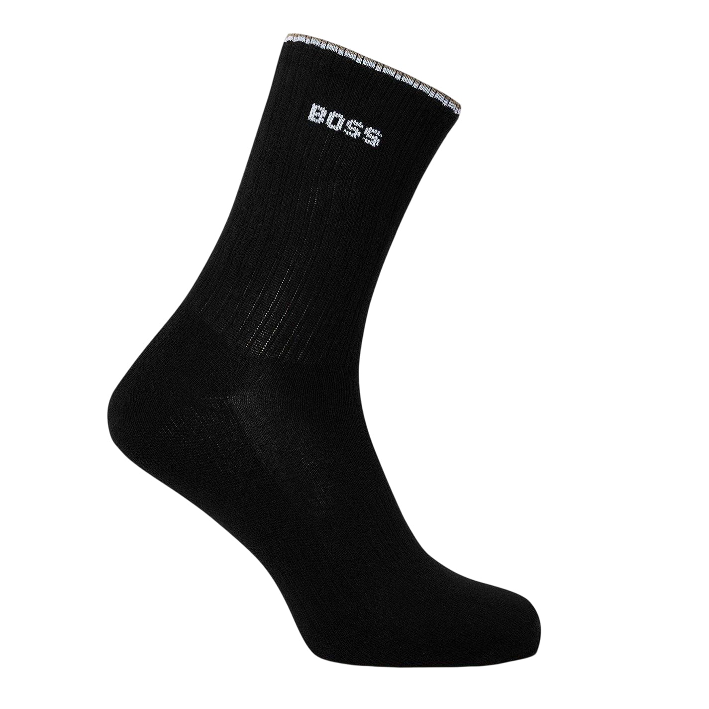 Black - Front - Boss Mens Logo Ankle Socks (Pack of 3)
