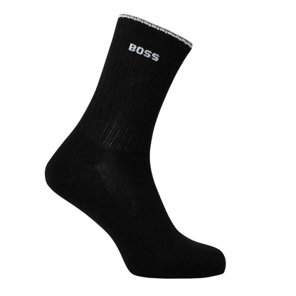 Black - Front - Boss Mens Logo Ankle Socks (Pack of 3)